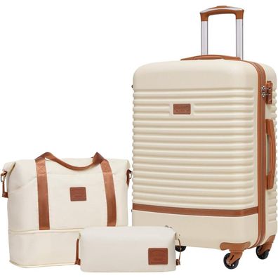 Coolife Koffer Trolley - 3tlg Mittlerer Hartschalen Koffer Set ABS 4 Rollen TSA