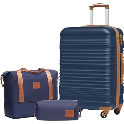 Coolife Koffer-Set 3tlg Mittlerer Koffer ABS Hartschale 4 Rollen TSA-Schloss