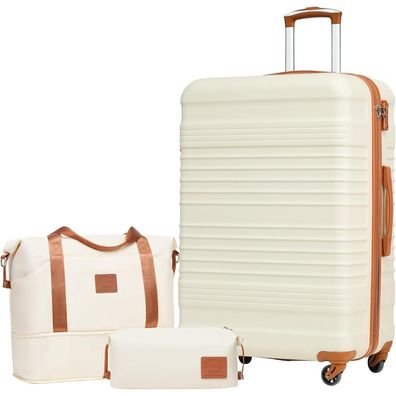 Coolife Koffer-Set Trolley ABS Hartschale 4 Rollen TSA-Schloss Reisekoffer 3tlg