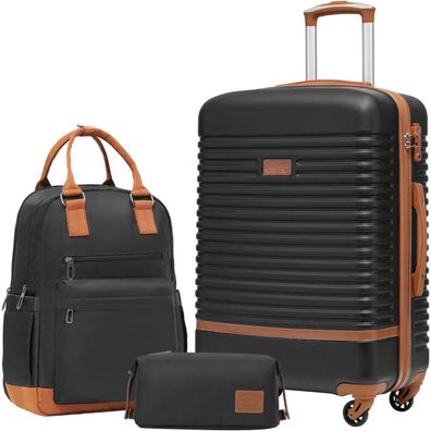 Coolife Koffer Trolley ABS Hartschale 4 Rollen TSA-Schloss 3tlg Set