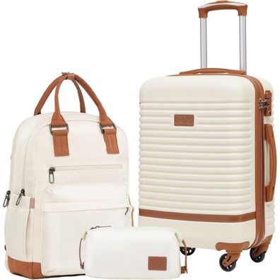 Coolife Koffer Trolley Handgepäck-Set 3tlg ABS Hartschalen 4 Rollen TSA-Schloss