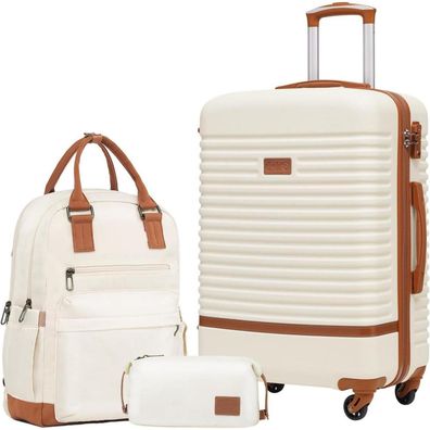 Coolife Koffer Trolley Reisekoffer ABS Hartschalen 4 Rollen TSA-Schloss 3tlg