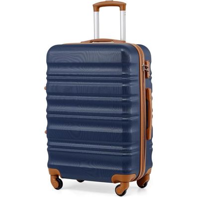Coolife Hartschalen-Koffer Trolley Reisekoffer TSA 4 Rollen 65.5cm Blau/Braun
