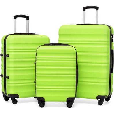Coolife Hartschalen-Koffer Trolley Set 4 Rollen TSA-Schloss Grün