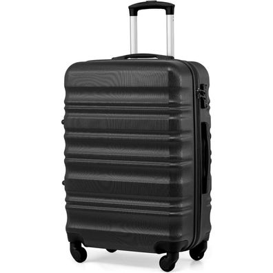 Coolife Hartschalen-Koffer Trolley Rollkoffer 4 Rollen TSA-Schloss Schwarz