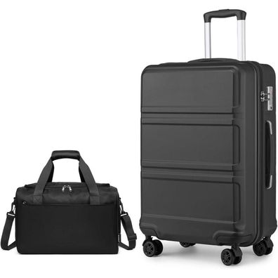 KONO Mittelgroß Reisekoffer Rollkoffer 65cm + Ryanair Reisetasche Schwarz