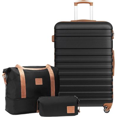 Coolife Koffer Set 3tlg ABS Hartschalen Trolley 4 Rollen TSA-Schloss