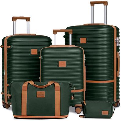 Joyway ABS Hartschalenkoffer 5tlg Handgepäck-Set Grün/ Braun ABS Trolley