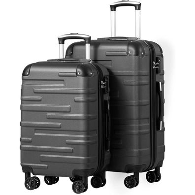 Coolife Hartschalen-Koffer Set-2tlg ABS Rollkoffer Reisekoffer Dunkelgrau
