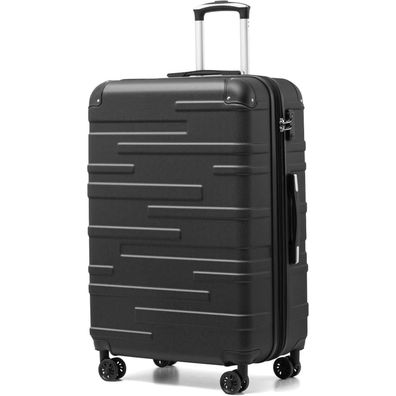 Coolife Hartschalen-Koffer Rollkoffer ABS TSA-Schloss 4 Rollen Dunkelgrau 77cm