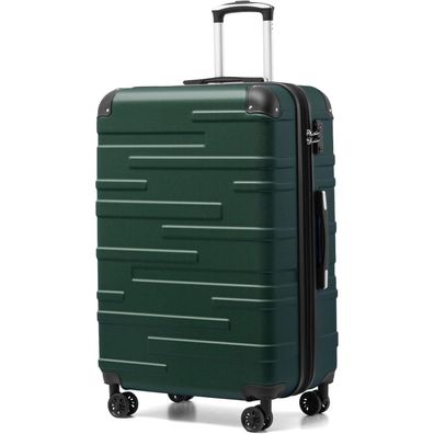 Coolife Hartschalen-Koffer Rollkoffer ABS Dunkelgrün TSA 4 Rollen 77cm