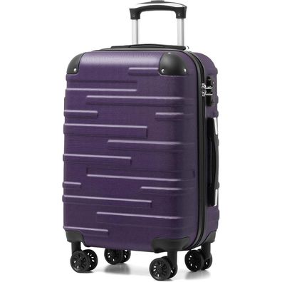 Coolife Hartschalen-Koffer 4 Rollen TSA-Schloss ABS Graulila 38L