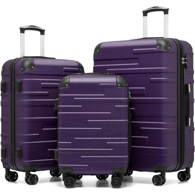 Coolife Hartschalen-Koffer Rollkoffer Reisekoffer TSA-Schloss Graulila