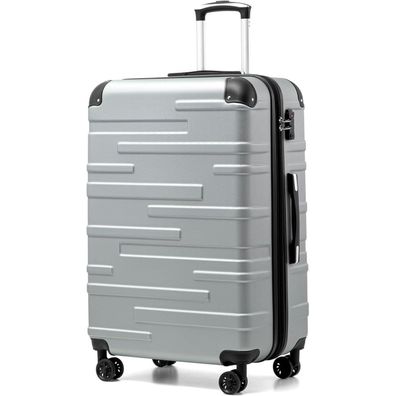 Coolife Hartschalen-Koffer Rollkoffer ABS TSA 4 Rollen Erweiterbar Silber 77cm