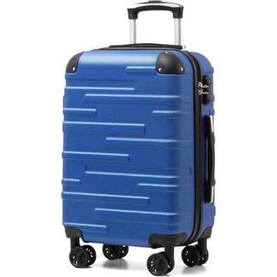 Coolife Hartschalen-Koffer Rollkoffer TSA-Schloss 4 Rollen Navy Blau