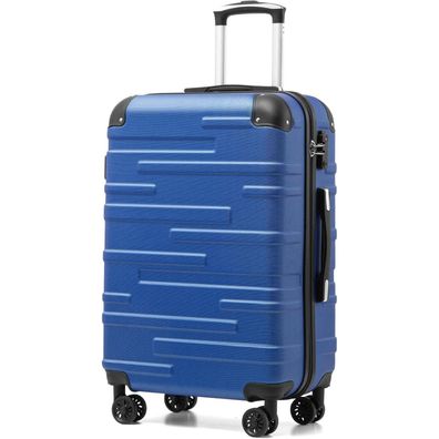 Coolife Hartschalen-Koffer Rollkoffer Reisekoffer ABS TSA 4 Rollen Blau 67cm