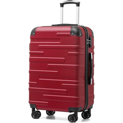 Coolife Hartschalen-Koffer TSA-Schloss 4 Rollen Rot 67cm