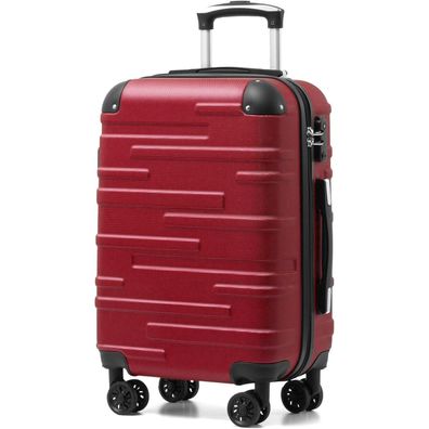 Coolife Hartschalen-Koffer Rollkoffer ABS TSA 4 Rollen Spinell Rot