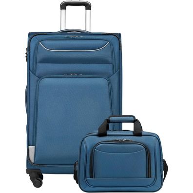 Coolife Koffer Trolley Reisekoffer 4 Rollen Handgepäck TSA-Schloss 2tlg