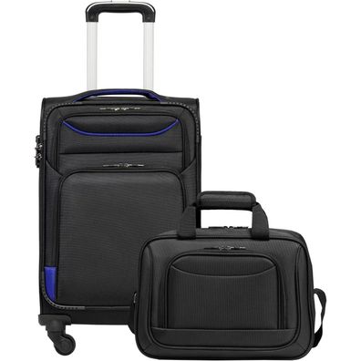 Coolife Koffer Trolley Reisekoffer 4 Rollen Stoffkoffer Handgepäck TSA-Schloss
