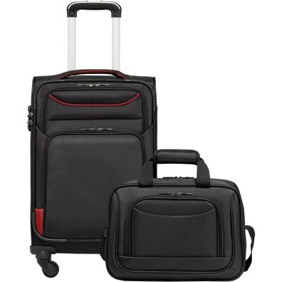 Coolife Koffer Trolley 4 Rollen Stoffkoffer Handgepäck TSA-Schloss 2tlg