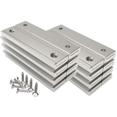16er Set Magnetpro Rechteckmagnete 30 kg Kraft 60x13,5x5 mm mit