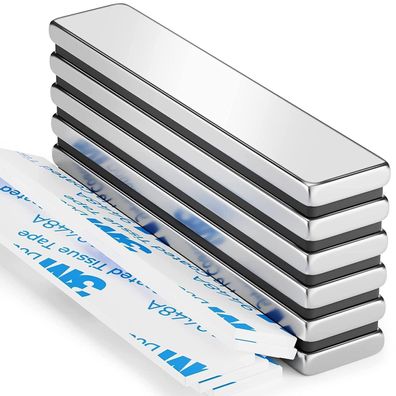 6 Neodym Magnete Extra Stark 60x10x3mm Starke Stabmagnet Doppelseitiges