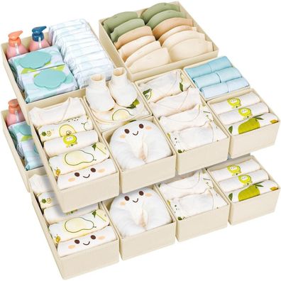Schubladen Organizer Aufbewahrungsboxen 15er Set Stoff Beige