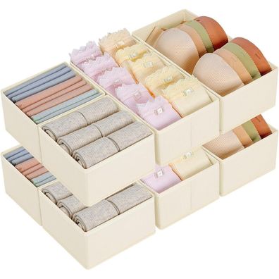 DIMJ 8er Set Schubladen Organizer Aufbewahrungsbox Stoff für Kleiderschrank