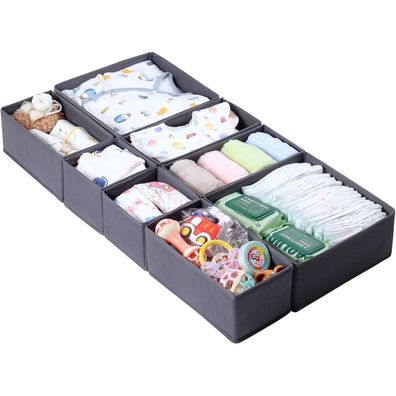 ORLISA 8-teiliges Set Aufbewahrungsbox Kleiderschrank Organizer, Grau
