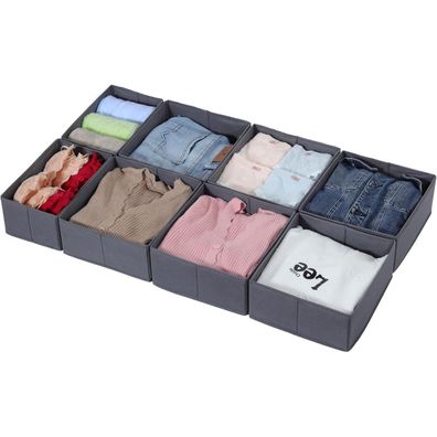 ORLISA Schubladen Organizer Kleidung PAX Kleiderschrank 100x58cm 8er-Set Grau