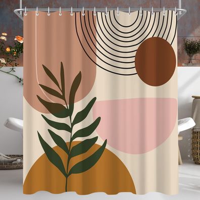 Duschvorhang 240x200cm Blätter Muster, Antischimmel Textil, Wasserabweisend