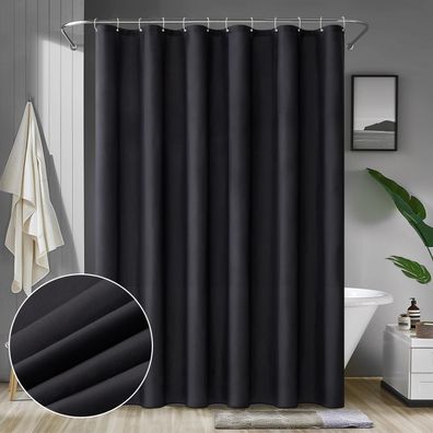 Duschvorhang Schwarz 180x200cm Wasserdicht Anti-schimmel Textil waschbar