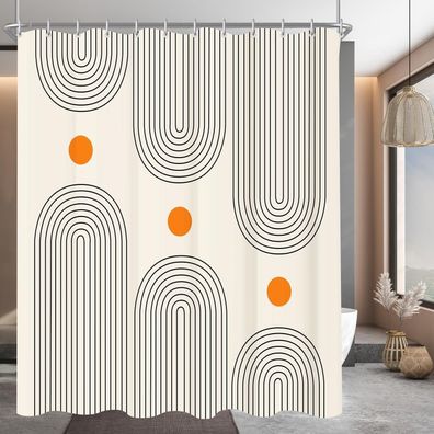 Duschvorhang 180x200cm Geometrische Kurve Wasserdicht Polyester Badezimmer