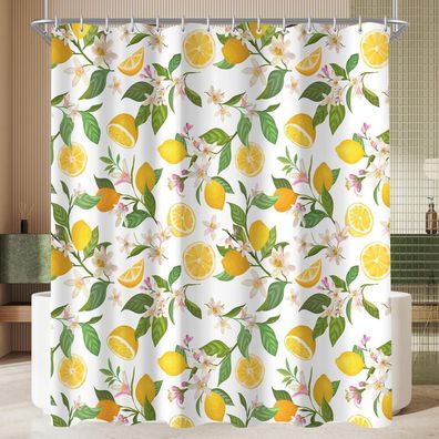 Duschvorhang 180x160cm Zitronenblätter Antischimmel Wasserabweisend