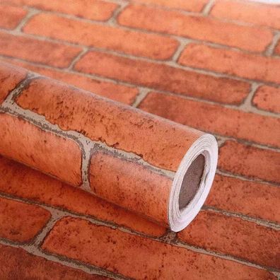 Selbstklebende Tapete Rote Ziegelstein 0,45 x 3 m Einfach anzubringen
