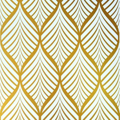 Geometrische Tapete Gold Weiß Selbstklebend 44,5x500cm
