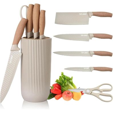 6-teiliges Küchenmesser-Set, scharfe Edelstahlmesser, Antihaftbeschichtet, mit