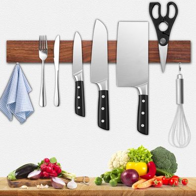 Magnetleiste Messer 40cm Walnuss Haken Magnet Halter inkl. Montagematerial