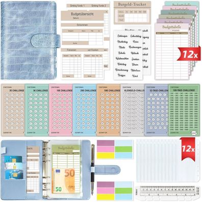 Budget Planner Deutsch mit 8 Sparchallenges, A6 in Lederoptik