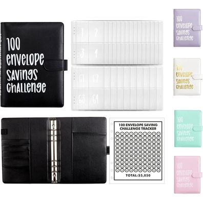 Amonenz Budget Binder Sparbuch Geld Challenge Kunstleder Organizer A5 100