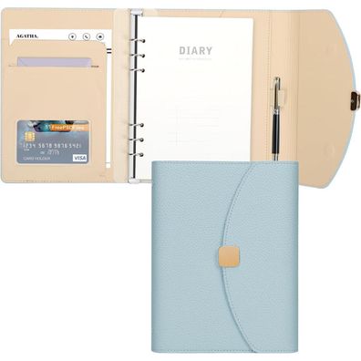 FYY PU Leder A5 Binder Notizbuch 6 Ring Budget Journal Planer Gefüttertes Papier