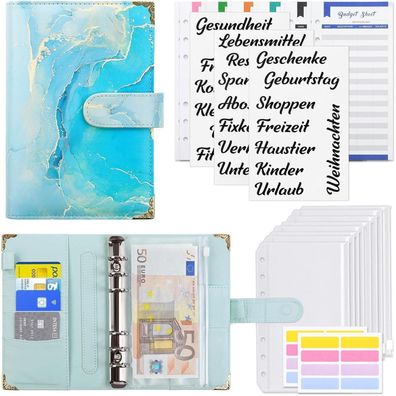 Budget Binder A6 deutsch Geldumschläge Finanzplaner Kategorien blau