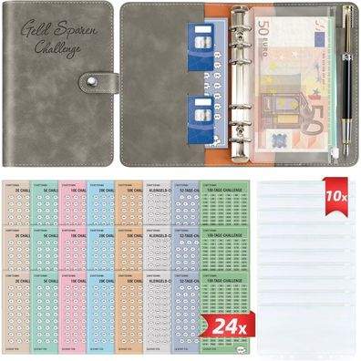Geld Sparen Challenge Buch Set - Budget Planner Spar Challenge Haushaltsbuch A6