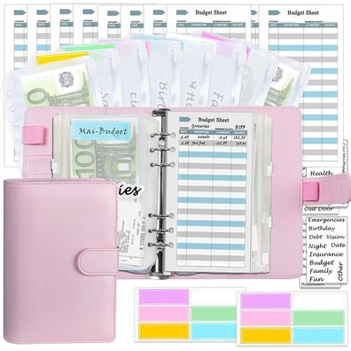 A6 Geld Organizer 6 Ringe Budgetplaner Umschlags Kit 8 Umschläge 12 Blatt