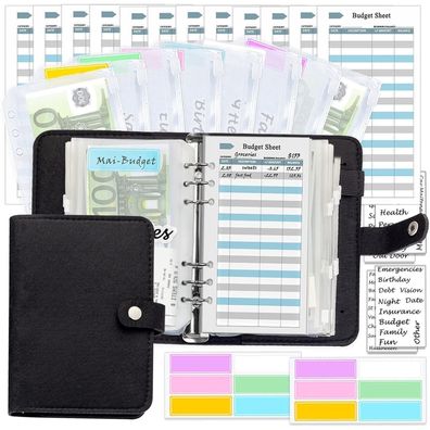 Schwarzer Wollfilz Budget Planner A6 Geld Organizer Set Kit Harphia