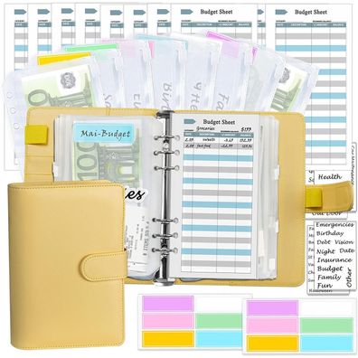 A6 Budgetplaner-Kit Geldumschläge Etiketten 7,4x5,71 Gelb