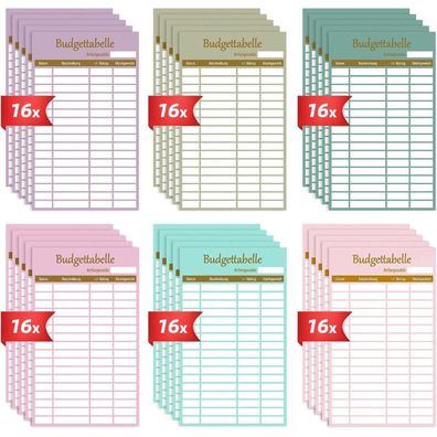 A6 Budget Planner Deutsch Zubehör 96er Set 182 Seiten 8 Farben Finanzplanung