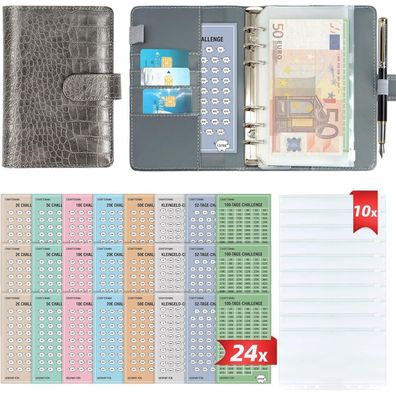 2024 Geld Sparen Challenge Buch - Set mit 8 Sparchallenges - Budget Planner A6