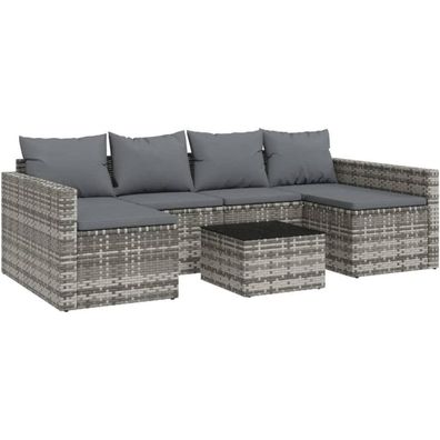 Gartenmöbel Set Rattan Lounge Kissen Braun Sitzgruppe Terrasse